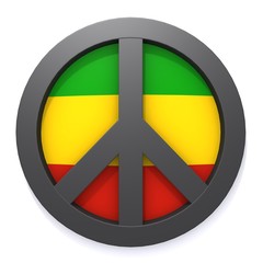 Fototapeta premium Peace symbol and rastafarian colors 3d illustration