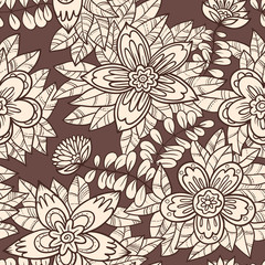 doodle flowers and leaves