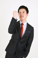 스튜디오 안의 비즈니스맨과 비즈니스 우먼