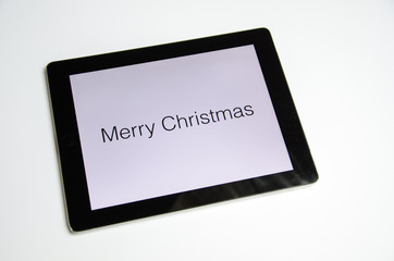 Text Merry Christmas auf Tablet