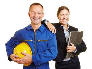 Arbeiter mit Geschäftsfrau als Team