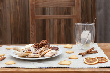 Christmas cookies on a wooden table