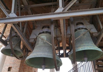 The bells of the Lamberti tower in Verona in Italy