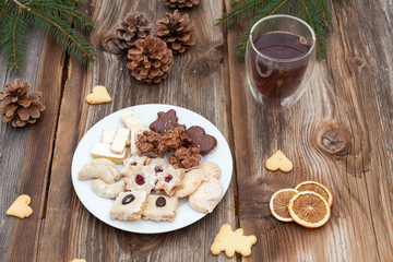 Christmas cookies on a wooden table