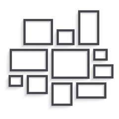 Vector Dark Blank Frames Collection on Wall