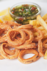 Squid  rings with french fries