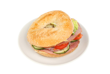 Bagel on plate