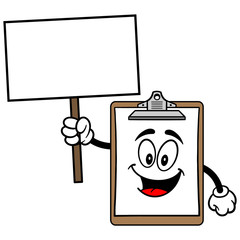 Clipboard Mascot with Sign