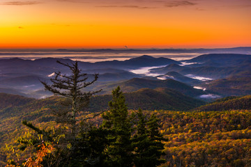 Autumn sunrise view from Beacon Heights, on the Blue Ridge Parkw