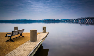 Bench along the Potomac River, in Alexandria, Virginia.