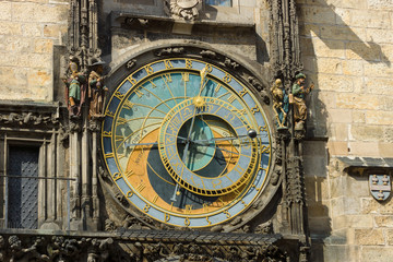 Prague astronomical clock (Prague orloj). Close up.
