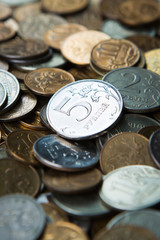 Russian rubles coins close up
