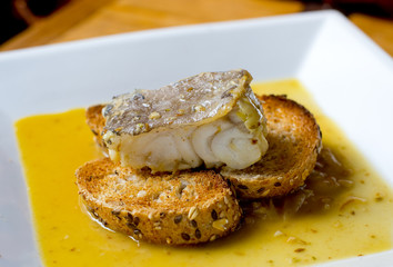 Typical spanish codfish tapa.