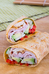 ham and avocado sandwich wrap roll in flavor tortilla