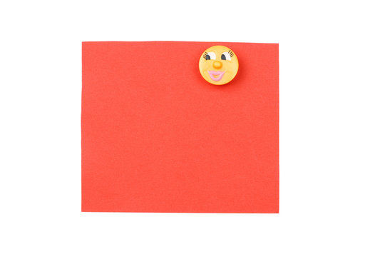 blank red note with magnet