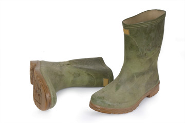 Wellington boots on white