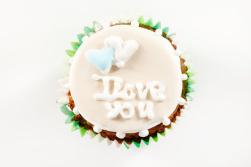 Frosted Cupcake with I Love You Written