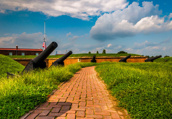 Cannons at Fort McHenry, Baltimore, Maryland.
