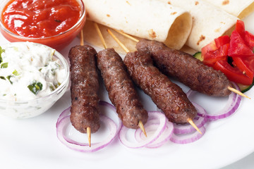 Kebab, minced meat skewer