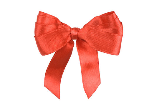 Red holiday bow isolated on white