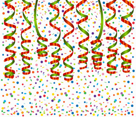 Background with confetti and serpentine