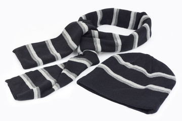 Scarf  and cap isolated on white background