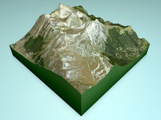 Gran Sasso, sezione montagna, spaccato 3d © Naeblys