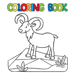 Coloring book of little funny urial or ram