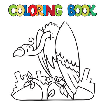 Coloring book of funny vulture