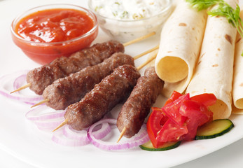 Kebab, minced meat skewer