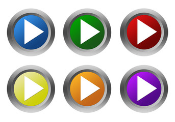 Set of rounded colorful buttons with arrow symbol