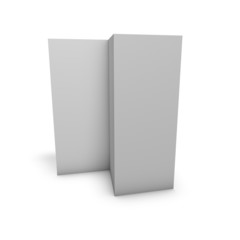 Naklejka premium Tall triple pages leaflet, restaurant menu standing on floor