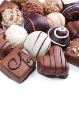 Chocolate sweet collection isolated on white background