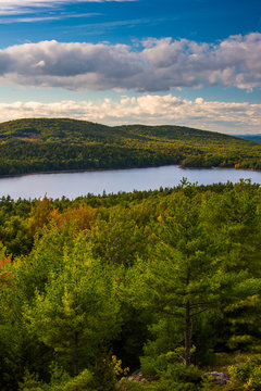 Evening view of Eagle Lake from the road to Caddilac Mountain in