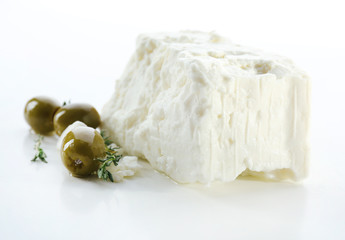 Feta cheese isolated on white