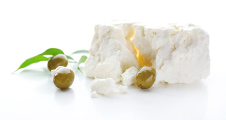 Feta cheese isolated on white