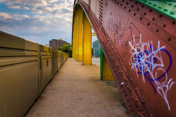 Graffiti on the side of the colorful Howard Street Bridge in Bal