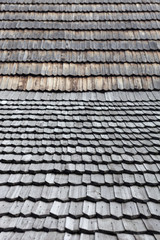 Old wooden shingle roof