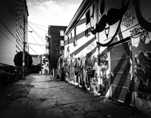 Stof per meter Graffiti on walls of a building in Baltimore, Maryland. © jonbilous