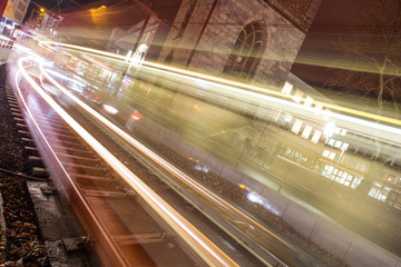 subway lights at night