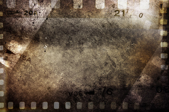Grunge brown film strip frames background