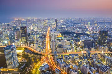 Foto op Canvas Tokyo, Japan Cityscape and Highways © SeanPavonePhoto