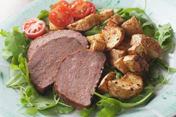 Meat loaf with roasted potato