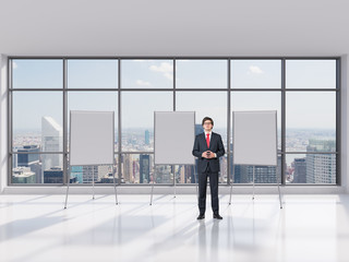 businessman and three desk