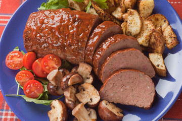 Classic meatloaf with mushrooms and potato