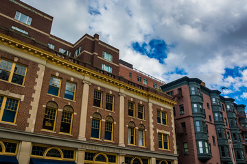 Shops and buildings in Back Bay, Boston, Massachusetts.