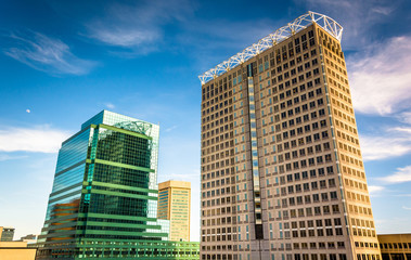Fototapeta na wymiar Skyscrapers in downtown Baltimore, Maryland.