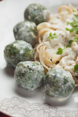 Spinach dumplings with italian pasta