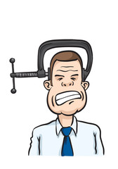 Caricature businessman head clamp