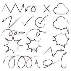 cartoon arrow, sketch bubble
